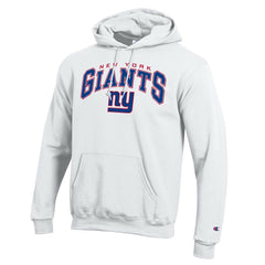 New York Giants Champion Powerblend Arch over Logo Hoodie - White Hoodies