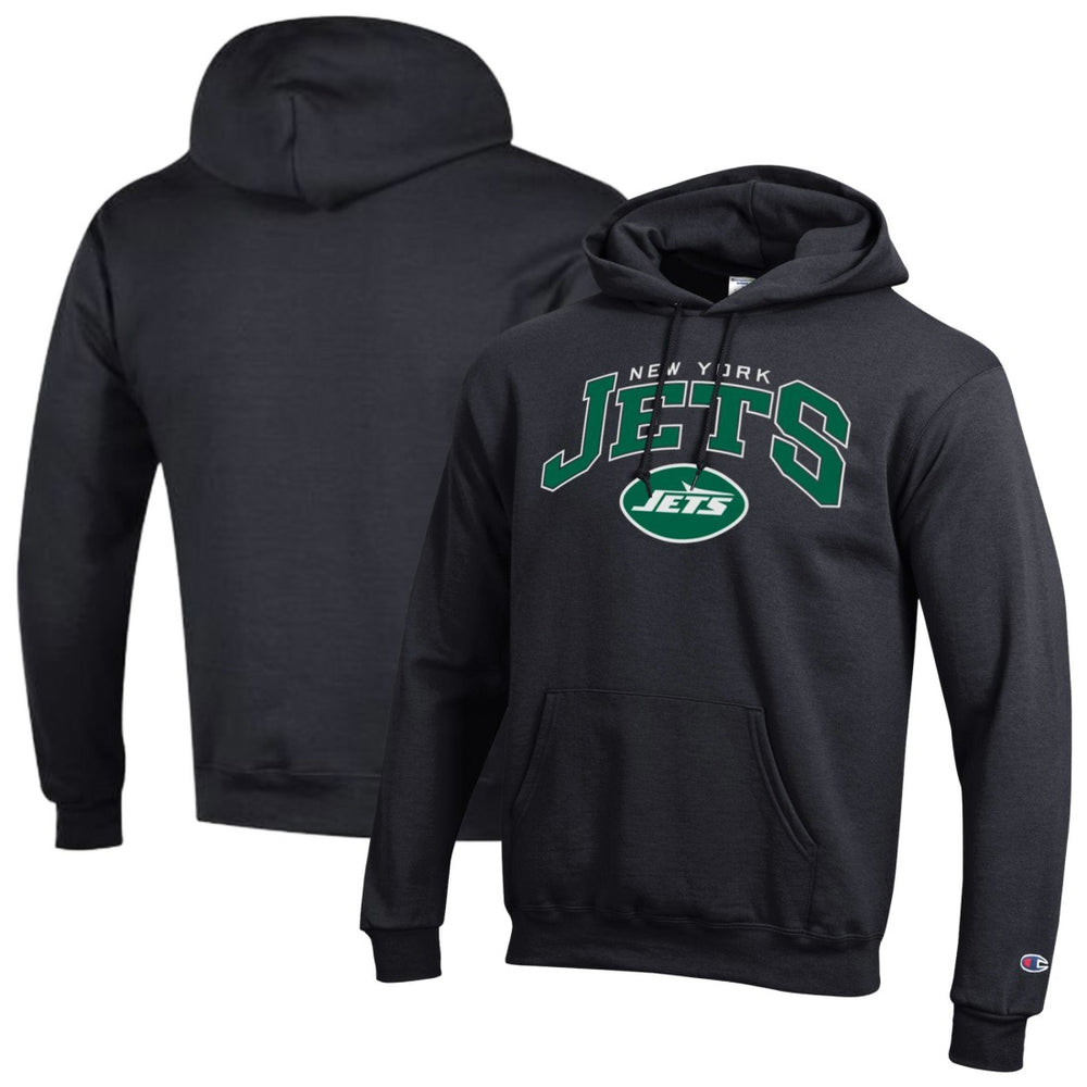 New York Jets Champion Powerblend Arch over Logo Hoodie - Black Hoodies