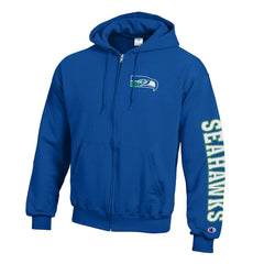 Seattle Seahawks Champion Powerblend Fleece Full-Zip Hoodie - Royal Hoodies