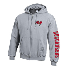 Tampa Bay Buccaneers Champion Powerblend Fleece Full-Zip Hoodie - Heather Charcoal Hoodies