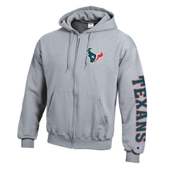 Houston Texans Champion Powerblend Fleece Full-Zip Hoodie - Heather Gray Hoodies