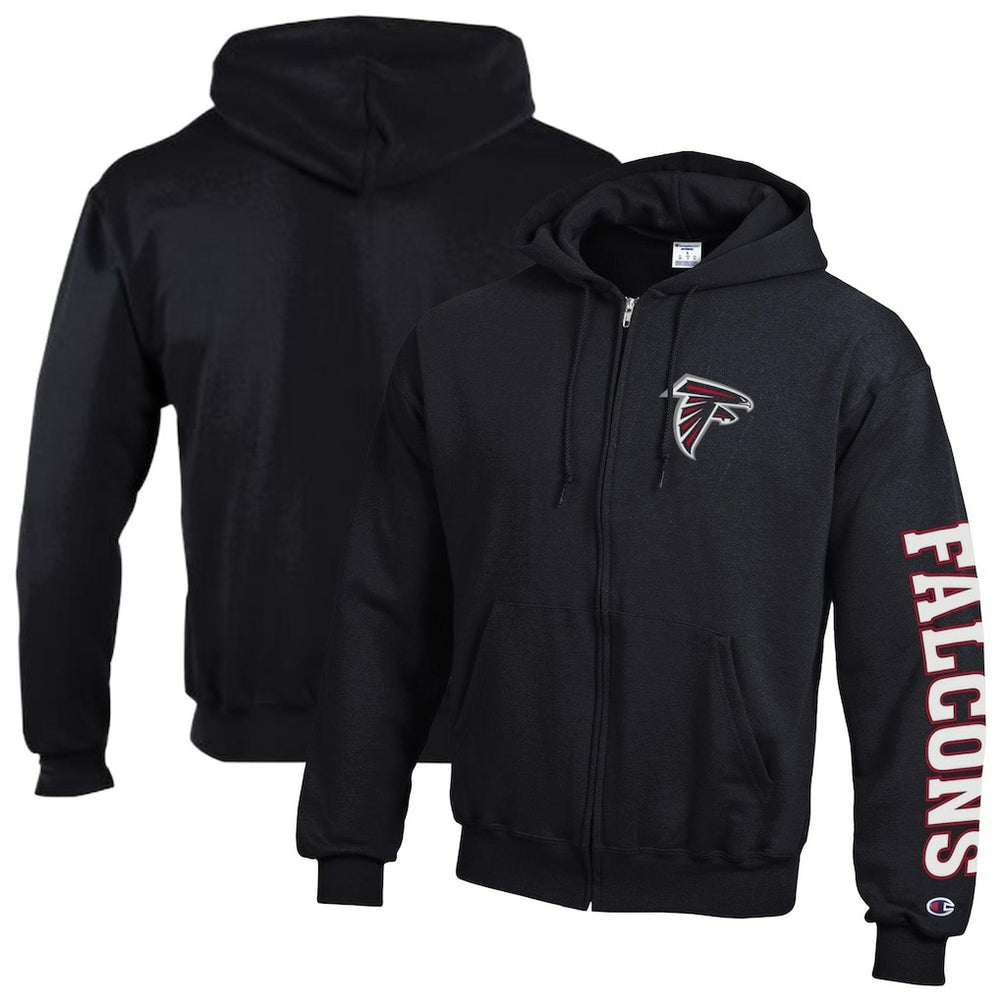 Atlanta Falcons Champion Powerblend Fleece Full-Zip Hoodie - Black Hoodies