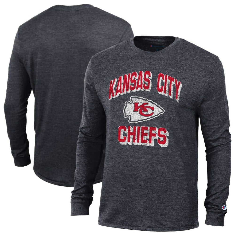 Kansas City Chiefs Champion Ultimate Tri-Blend Long Sleeve T-Shirt - Black T-shirts