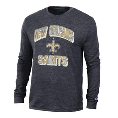 New Orleans Saints Champion Ultimate Tri-Blend Long Sleeve T-Shirt - Heather Black T-shirts