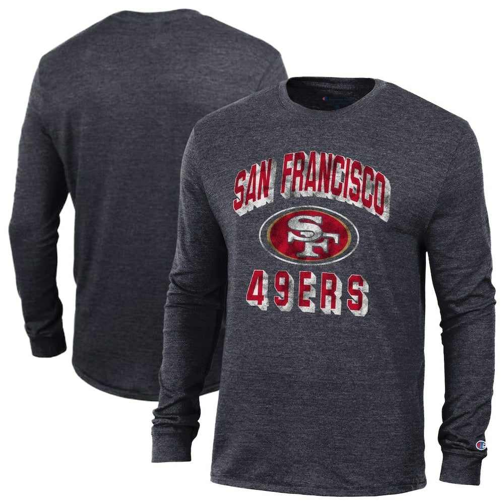 San Francisco 49ers Champion Ultimate Tri-Blend Long Sleeve T-Shirt - Heather Black T-shirts