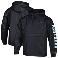 Carolina Panthers Champion Packable Windbreaker Half-Zip Jacket - Black Jackets
