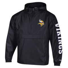 Minnesota Vikings Champion Packable Windbreaker Half-Zip Jacket - Black Jackets