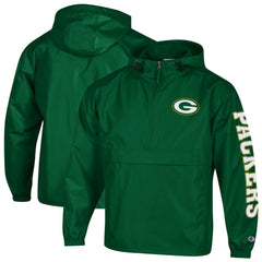 Green Bay Packers Champion Packable Windbreaker Half-Zip Jacket - Green Jackets