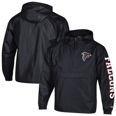 Atlanta Falcons Champion Packable Windbreaker Half-Zip Jacket - Black Jackets