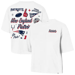 New England Patriots '47 Women's Collage Script Reed City T-Shirt - White T-shirts