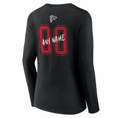 Atlanta Falcons Women's Hustle Personalized Name & Number Long Sleeve V-Neck T-Shirt - Black T-shirts