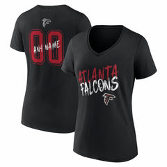 Atlanta Falcons Women's Hustle Personalized Name & Number V-Neck T-Shirt - Black T-shirts