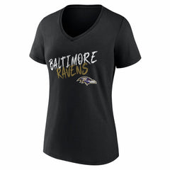 Baltimore Ravens Women's Hustle Personalized Name & Number V-Neck T-Shirt - Black T-shirts