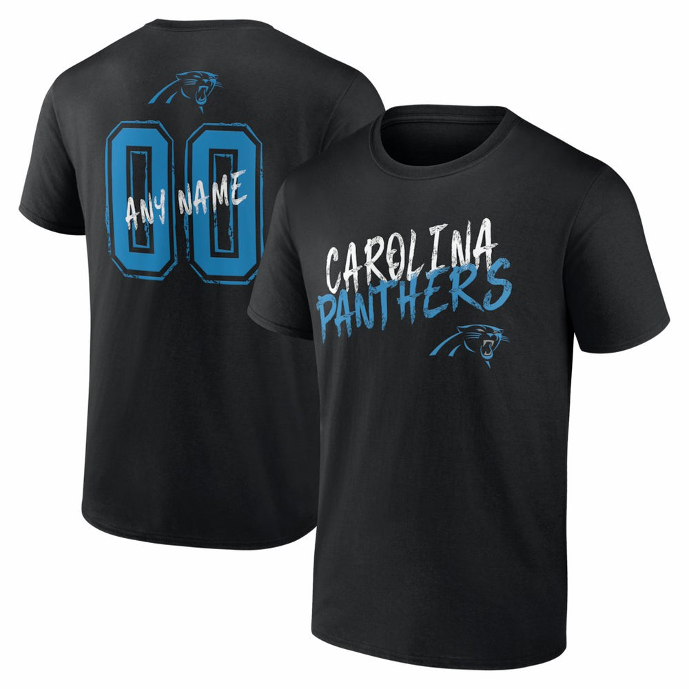 Carolina Panthers Hustle Personalized Name & Number T-Shirt - Black T-shirts