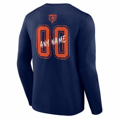 Chicago Bears Hustle Personalized Name & Number Long Sleeve T-Shirt - Navy T-shirts