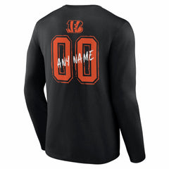 Cincinnati Bengals Hustle Personalized Name & Number Long Sleeve T-Shirt - Black T-shirts