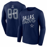 Dallas Cowboys Hustle Personalized Name & Number Long Sleeve T-Shirt - Navy T-shirts