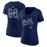 Dallas Cowboys Women's Hustle Personalized Name & Number V-Neck T-Shirt - Navy T-shirts