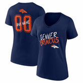 Denver Broncos Women's Hustle Personalized Name & Number V-Neck T-Shirt - Navy T-shirts