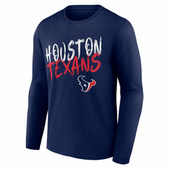 Houston Texans Hustle Personalized Name & Number Long Sleeve T-Shirt - Navy T-shirts