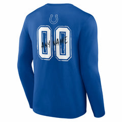 Indianapolis Colts Hustle Personalized Name & Number Long Sleeve T-Shirt - Royal T-shirts