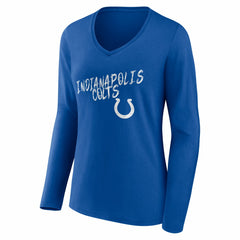 Indianapolis Colts Women's Hustle Personalized Name & Number Long Sleeve V-Neck T-Shirt - Royal T-shirts