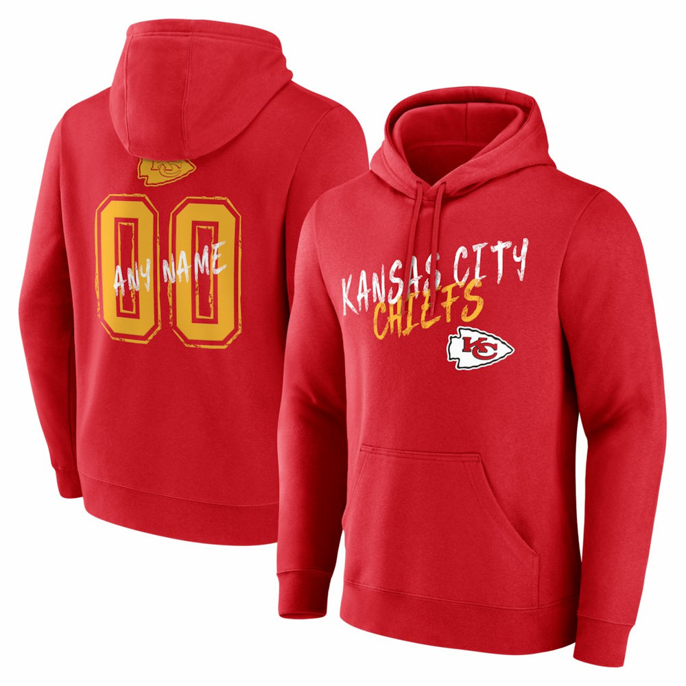 Kansas City Chiefs Hustle Personalized Name & Number Hoodie - Red Hoodies