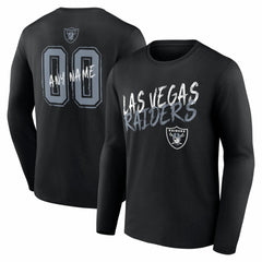 Las Vegas Raiders Hustle Personalized Name & Number Long Sleeve T-Shirt - Black T-shirts