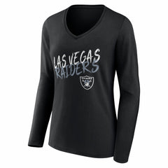 Las Vegas Raiders Women's Hustle Personalized Name & Number Long Sleeve V-Neck T-Shirt - Black T-shirts