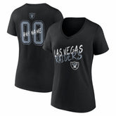Las Vegas Raiders Women's Hustle Personalized Name & Number V-Neck T-Shirt - Black T-shirts