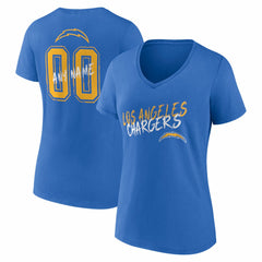 Los Angeles Chargers Women's Hustle Personalized Name & Number V-Neck T-Shirt - Powder Blue T-shirts