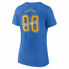 Los Angeles Chargers Women's Hustle Personalized Name & Number V-Neck T-Shirt - Powder Blue T-shirts