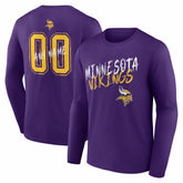 Minnesota Vikings Hustle Personalized Name & Number Long Sleeve T-Shirt - Purple T-shirts
