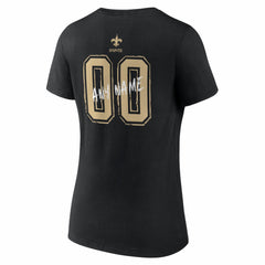 New Orleans Saints Women's Hustle Personalized Name & Number V-Neck T-Shirt - Black T-shirts