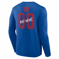New York Giants Hustle Personalized Name & Number Long Sleeve T-Shirt - Royal T-shirts