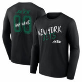 New York Jets Hustle Personalized Name & Number Long Sleeve T-Shirt - Black T-shirts