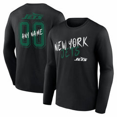New York Jets Hustle Personalized Name & Number Long Sleeve T-Shirt - Black T-shirts