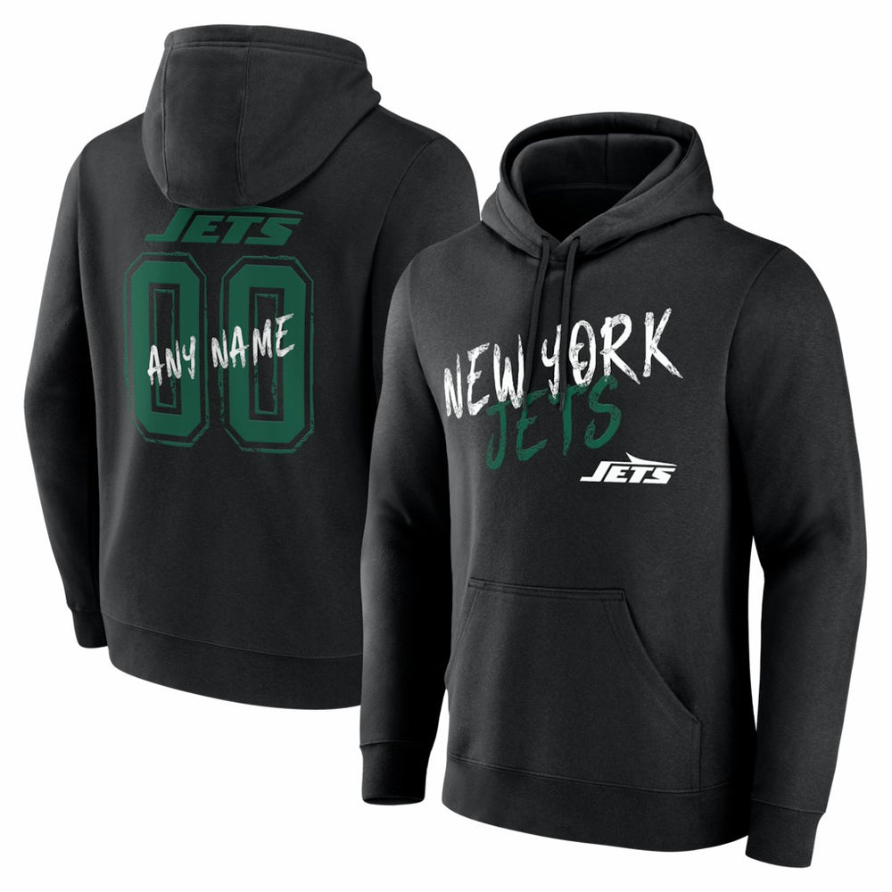 New York Jets Hustle Personalized Name & Number Hoodie - Black Hoodies