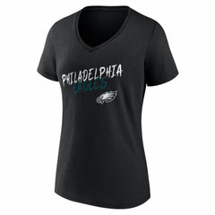 Philadelphia Eagles Women's Hustle Personalized Name & Number V-Neck T-Shirt - Black T-shirts