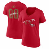 San Francisco 49ers Women's Hustle Personalized Name & Number V-Neck T-Shirt - Scarlet T-shirts
