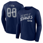 Seattle Seahawks Hustle Personalized Name & Number Long Sleeve T-Shirt - College Navy T-shirts