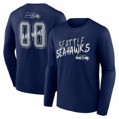 Seattle Seahawks Hustle Personalized Name & Number Long Sleeve T-Shirt - College Navy T-shirts