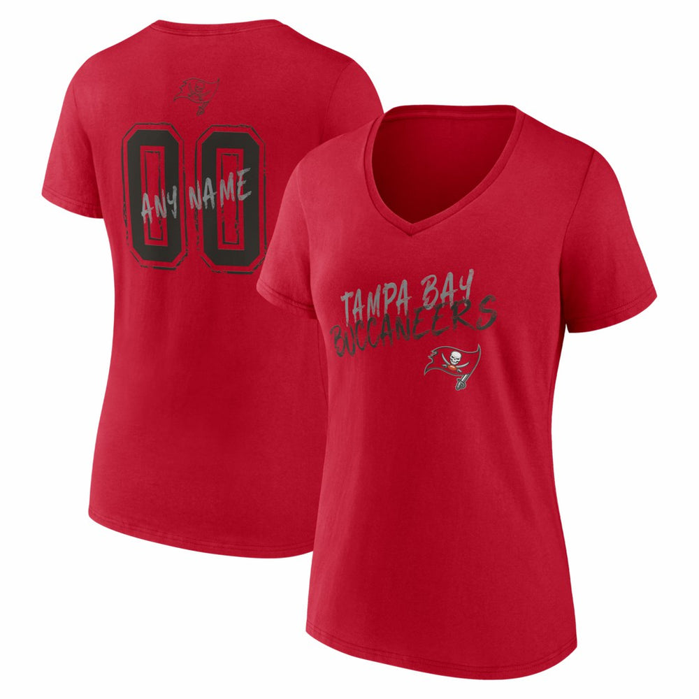 Tampa Bay Buccaneers Women's Hustle Personalized Name & Number V-Neck T-Shirt - Red T-shirts