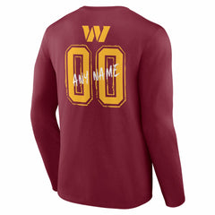 Washington Commanders Hustle Personalized Name & Number Long Sleeve T-Shirt - Burgundy T-shirts