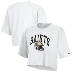 New Orleans Saints Champion Women's Boyfriend Cropped T-Shirt - White T-shirts
