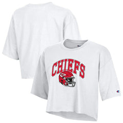 Kansas City Chiefs Champion Women's Boyfriend Cropped T-Shirt - White T-shirts