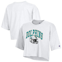 Miami Dolphins Champion Women's Boyfriend Cropped T-Shirt - White T-shirts