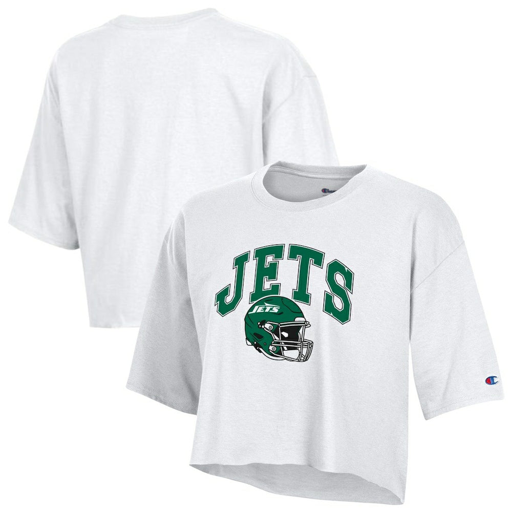 New York Jets Champion Women's Boyfriend Cropped T-Shirt - White T-shirts