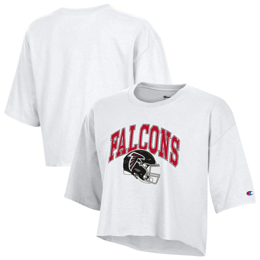 Atlanta Falcons Champion Women's Boyfriend Cropped T-Shirt - White T-shirts