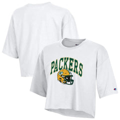 Green Bay Packers Champion Women's Boyfriend Cropped T-Shirt - White T-shirts